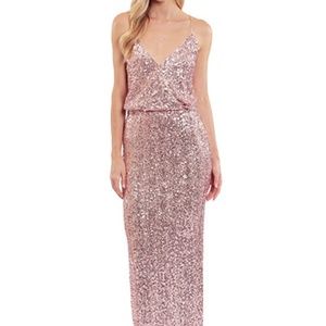 Badgley Mischka - SEQUIN BLOUSON TOP EVENING GOWN